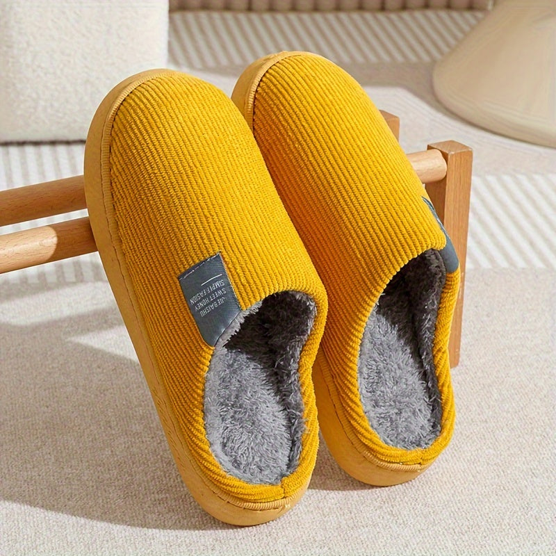 Couple's Warm Slippers for Women, Home Use in Spring, Autumn, and Winter, Non-Slip Thick-Soled Indoor Plush Slippers for Men and Women, Women Shoes