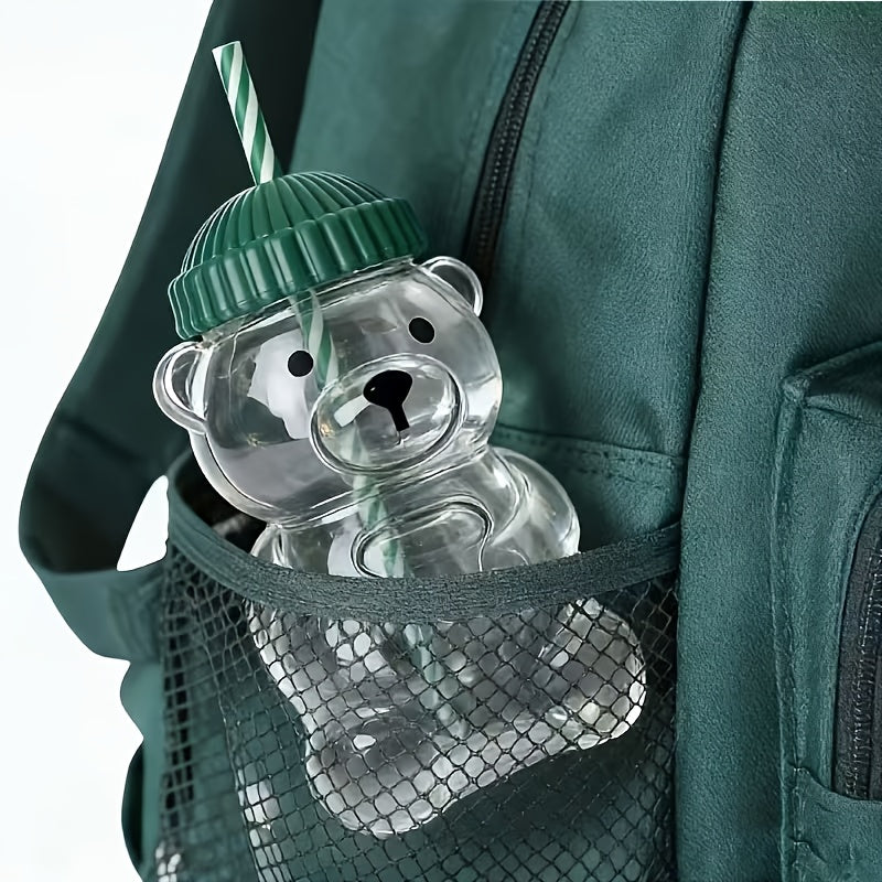 Bear-Shaped Straw Cup with Lid & Straw - Leakproof Double-Wall Plastic Bear Mug, Cute & Drinkware for Hot/Cold Beverages (11.8oz/16.9oz) - Bear Cup Suitable for Beer, Wine, Juice, Milkshakes - Christmas Gift Idea