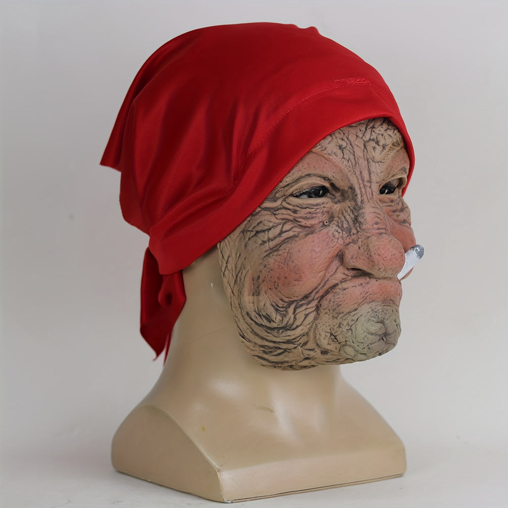Little Red Hood Smoking Grandma Old Woman Mask Party Props Halloween, ideal choice for gifts Suitable for men and women.