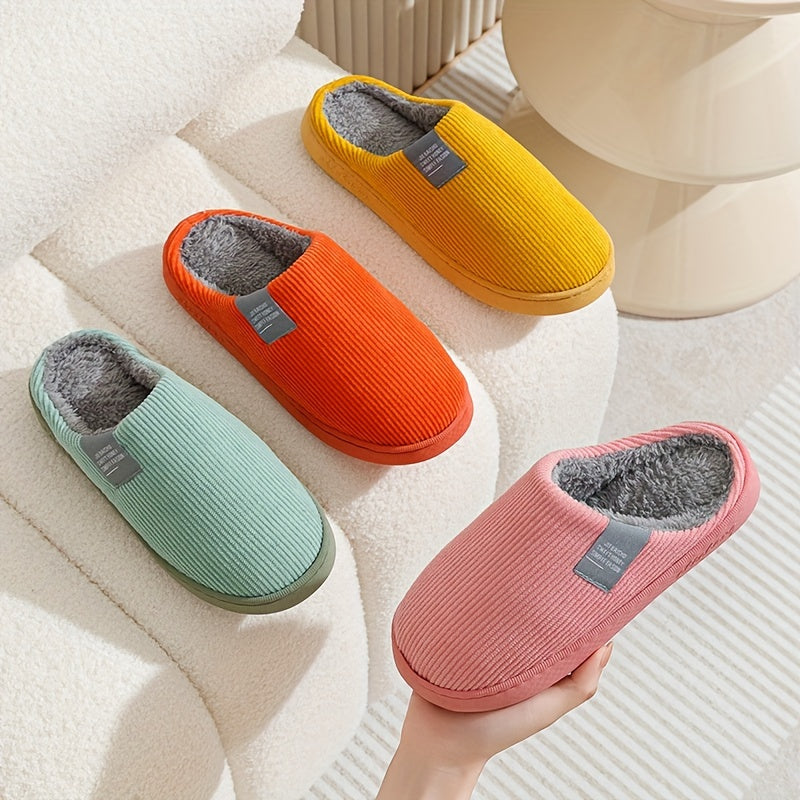 Couple's Warm Slippers for Women, Home Use in Spring, Autumn, and Winter, Non-Slip Thick-Soled Indoor Plush Slippers for Men and Women, Women Shoes