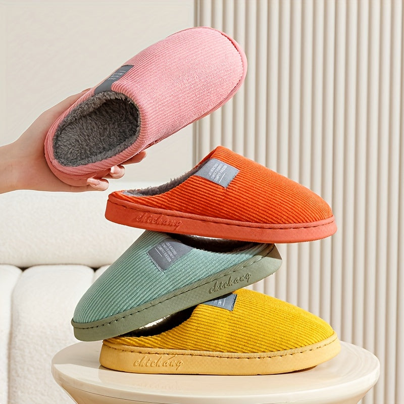 Couple's Warm Slippers for Women, Home Use in Spring, Autumn, and Winter, Non-Slip Thick-Soled Indoor Plush Slippers for Men and Women, Women Shoes