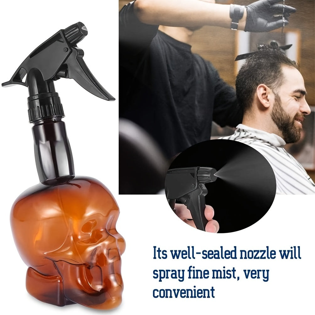 200ml/7oz Retro Skull Design Refillable Spray Bottle - Fine Mist Sprayer for Hair Styling, Cleaning & Plants, Durable Plastic with Black Trigger, Green, Orange & Black Options, Plant Watering Tool, Unique Aesthetic, Functiona