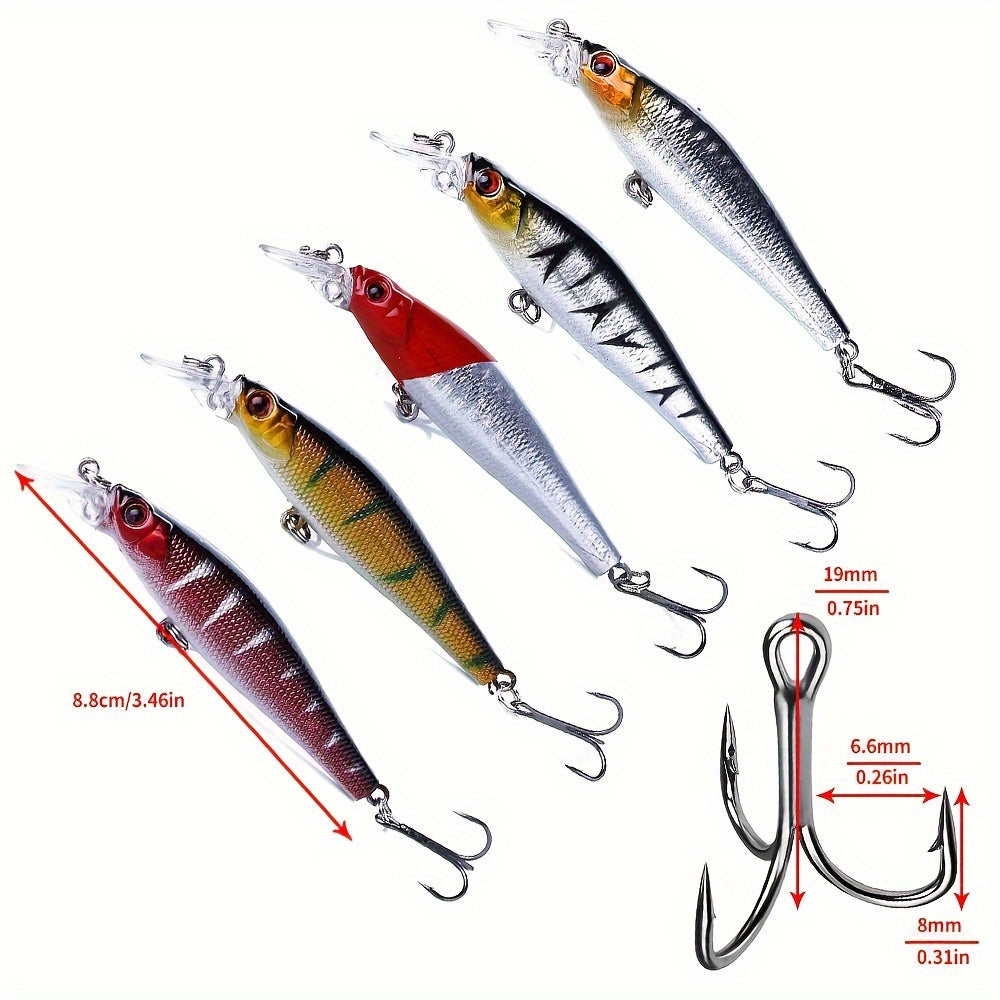 56pcs  Fishing Lures Kit Crankbait Tackle Minnow Popper Pencil Swimbaits Hook Freshwater Saltwater Hard Baits Set for pike carp bass fishing christmas gift for man